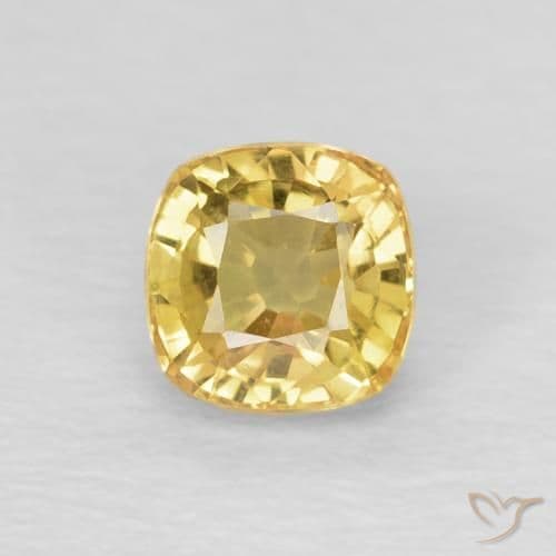 0.62ct Yellowish Gold Sapphire, Cushion Cut, 4.6x4.6 mm
