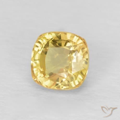 0.67ct Natural Light Gold Sapphire, Cushion Cut, 4.5x4.5 mm
