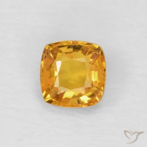 0.49ct Light Orange-Gold Sapphire, Cushion Cut, 4.1x4.1 mm