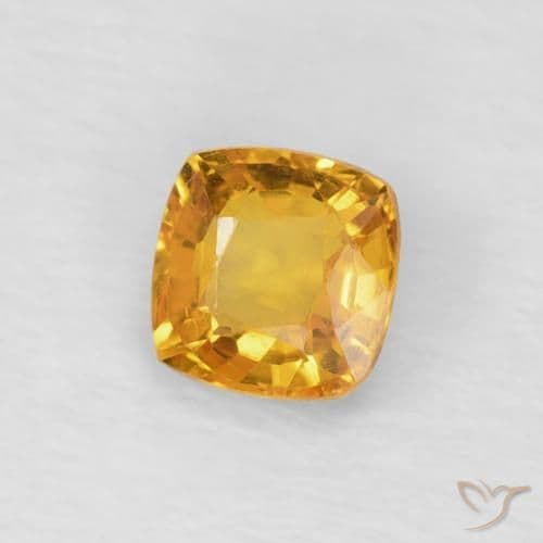 0.48ct Natural Orange-Gold Sapphire, Cushion Cut, 4.2x4.1 mm