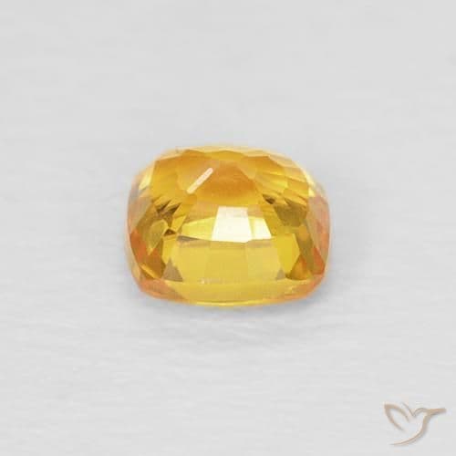 0.48ct Natural Orange-Gold Sapphire, Cushion Cut, 4.2x4.1 mm