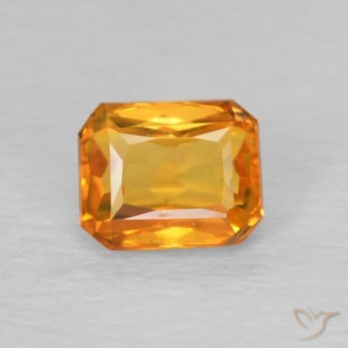 0.68ct Natural Medium Orange Sapphire, Emerald Cut, 5x4 mm