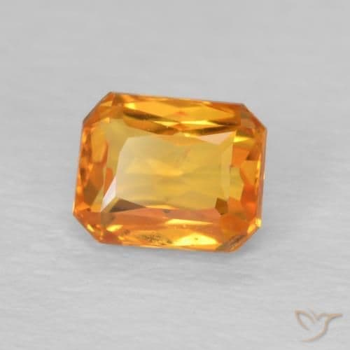 0.68ct Natural Medium Orange Sapphire, Emerald Cut, 5x4 mm