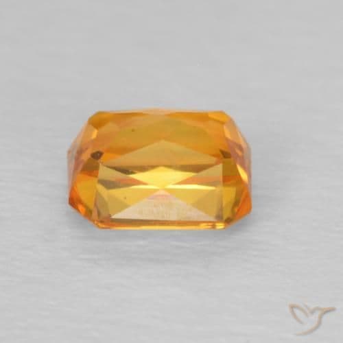 0.68ct Natural Medium Orange Sapphire, Emerald Cut, 5x4 mm