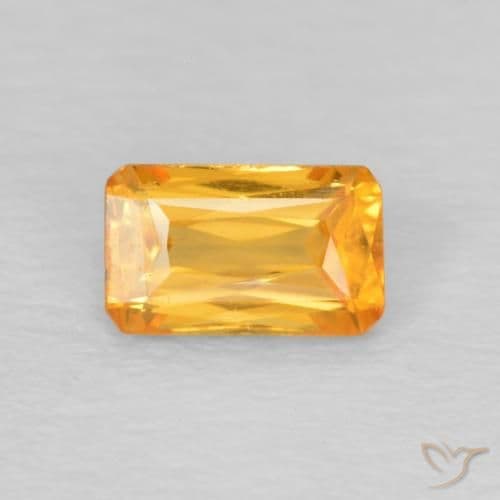 0.41ct Natural Orange-Gold Sapphire, Emerald Cut, 5.2x3.2 mm