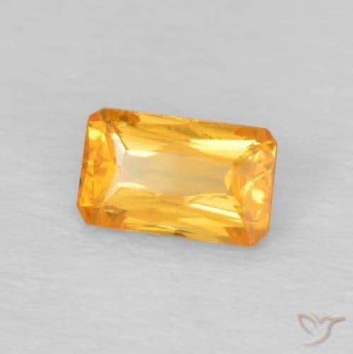 0.41ct Natural Orange-Gold Sapphire, Emerald Cut, 5.2x3.2 mm