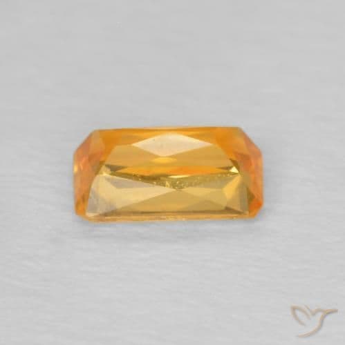 0.41ct Natural Orange-Gold Sapphire, Emerald Cut, 5.2x3.2 mm