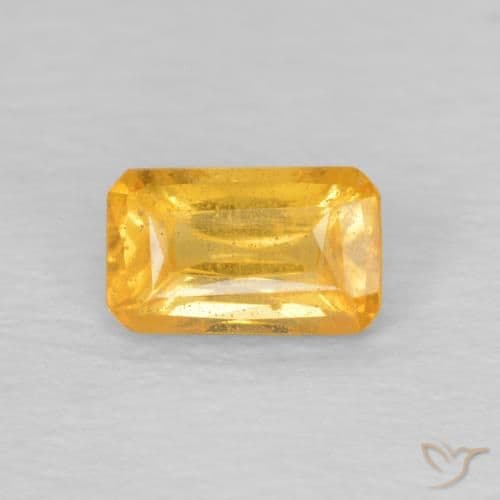 0.41ct Natural Orange-Gold Sapphire, Emerald Cut, 5.1x3.1 mm