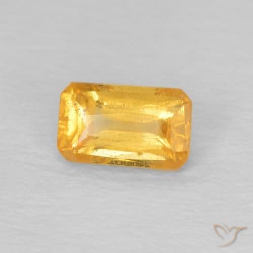 0.41ct Natural Orange-Gold Sapphire, Emerald Cut, 5.1x3.1 mm