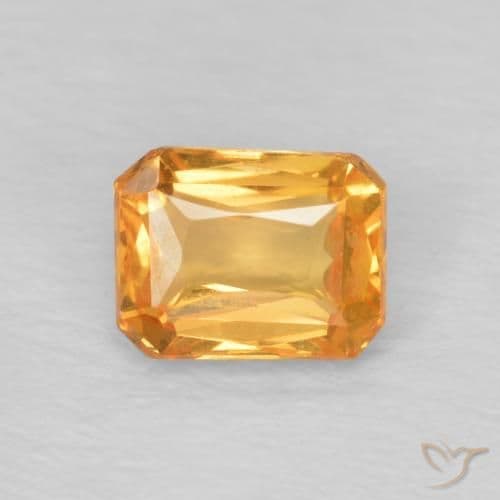 0.68ct Natural Orange-Gold Sapphire, Emerald Cut, 5.1x4 mm
