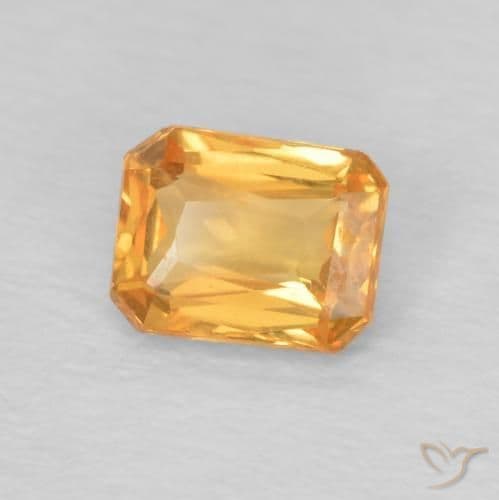 0.52ct Natural Orange-Gold Sapphire, Emerald Cut, 5.1x4 mm