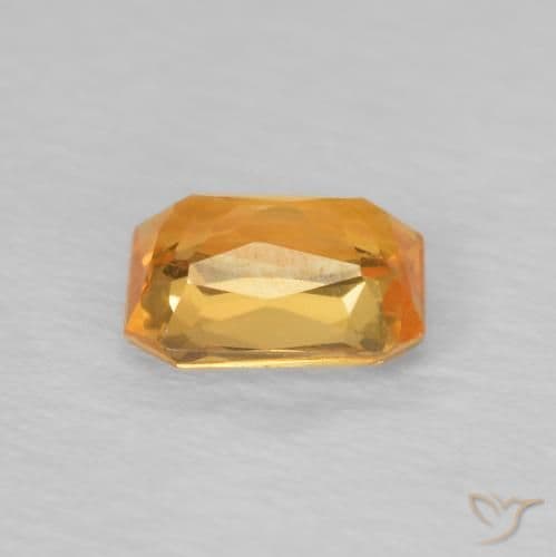 0.52ct Natural Orange-Gold Sapphire, Emerald Cut, 5.1x4 mm