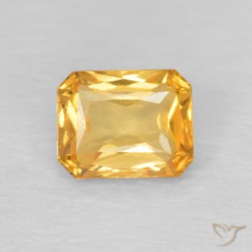 0.68ct Natural Orange-Gold Sapphire, Emerald Cut, 5.1x4 mm