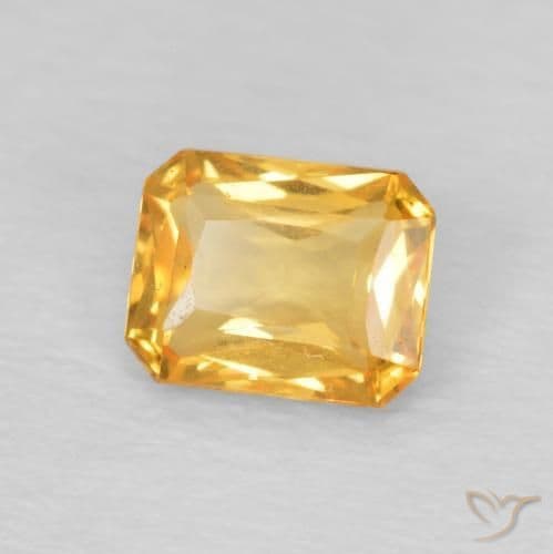 0.53ct Natural Medium Orange Sapphire, Emerald Cut, 5x4 mm