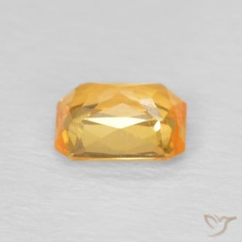 0.53ct Natural Medium Orange Sapphire, Emerald Cut, 5x4 mm