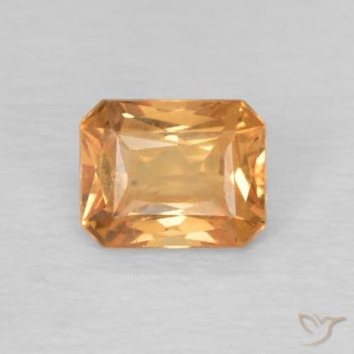 0.68ct Natural Medium Orange Sapphire, Emerald Cut, 5x4 mm