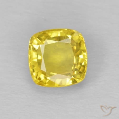 0.62ct Yellowish Gold Sapphire, Cushion Cut, 4.6x4.6 mm
