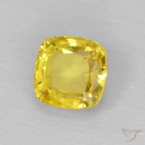 0.62ct Yellowish Gold Sapphire, Cushion Cut, 4.6x4.6 mm