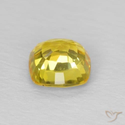 0.62ct Yellowish Gold Sapphire, Cushion Cut, 4.6x4.6 mm