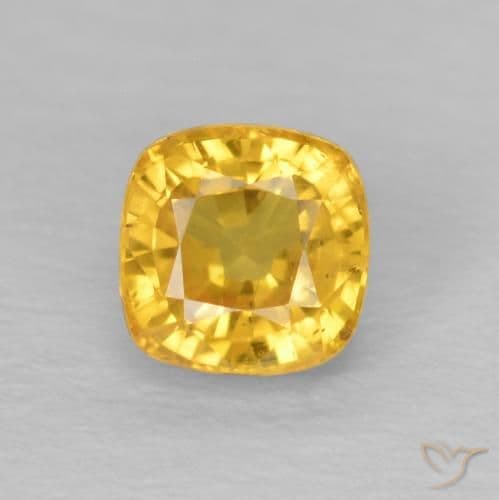 0.72ct Medium Golden Sapphire, Cushion Cut, 4.7x4.6 mm