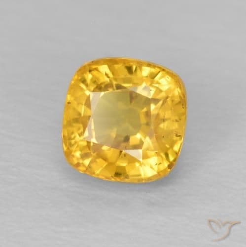 0.72ct Medium Golden Sapphire, Cushion Cut, 4.7x4.6 mm