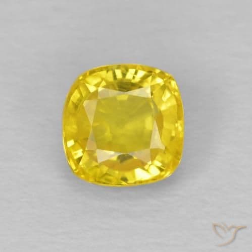 0.56ct Light Honey Yellow Sapphire, Cushion Cut, 4.5x4.5 mm