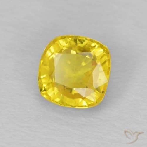0.56ct Light Honey Yellow Sapphire, Cushion Cut, 4.5x4.5 mm