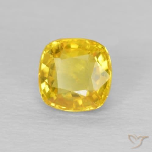 0.57ct Yellowish Gold Sapphire, Cushion Cut, 4.5x4.5 mm