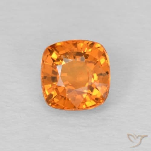 0.48ct Bright Orange Sapphire, Cushion Cut, 4.3x4.2 mm