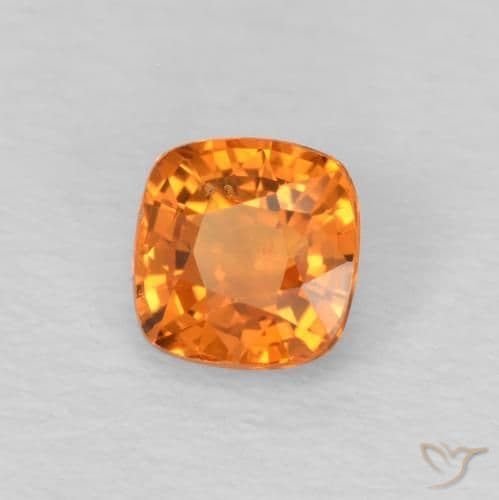 0.48ct Bright Orange Sapphire, Cushion Cut, 4.3x4.2 mm