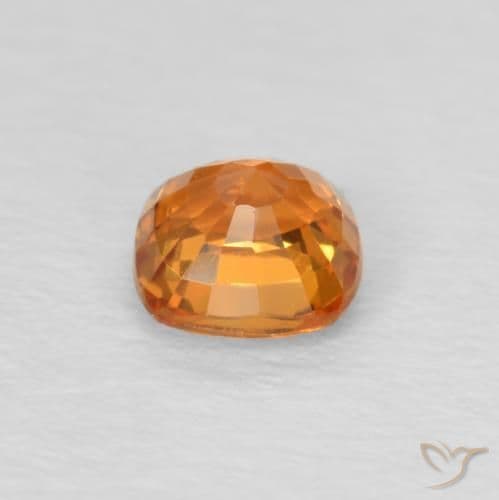 0.48ct Bright Orange Sapphire, Cushion Cut, 4.3x4.2 mm