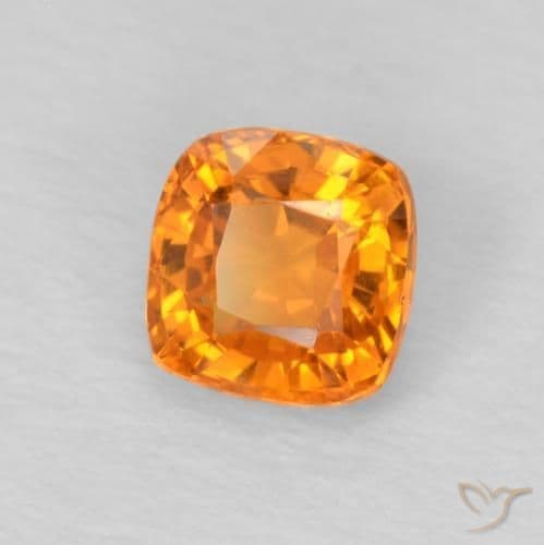 0.64ct Bright Orange Sapphire, Cushion Cut, 4.6x4.5 mm