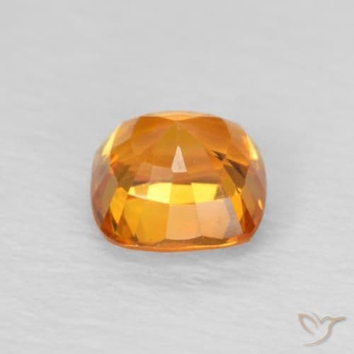 0.64ct Bright Orange Sapphire, Cushion Cut, 4.6x4.5 mm