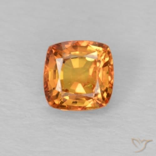 1.06ct Natural Fire Orange Sapphire, Cushion Cut, 4.1x4.1 mm