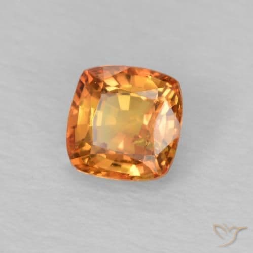 0.49ct Orange Brown Sapphire, Cushion Cut, 4.2x4.2 mm