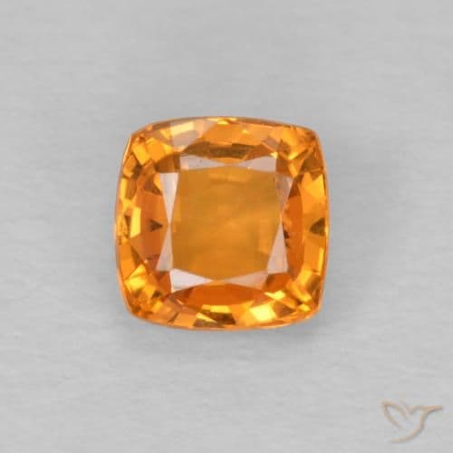 0.62ct Bright Orange Sapphire, Cushion Cut, 4.4x4.4 mm