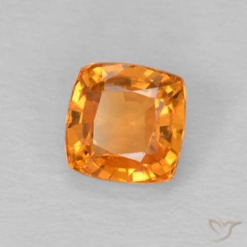 0.62ct Bright Orange Sapphire, Cushion Cut, 4.4x4.4 mm
