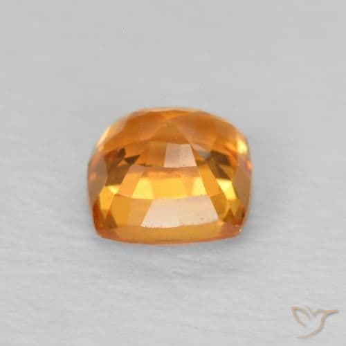 0.62ct Bright Orange Sapphire, Cushion Cut, 4.4x4.4 mm
