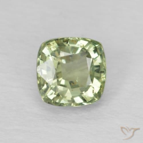 0.60ct Very Light Green Sapphire, Cushion Cut, 4.5x4.4 mm