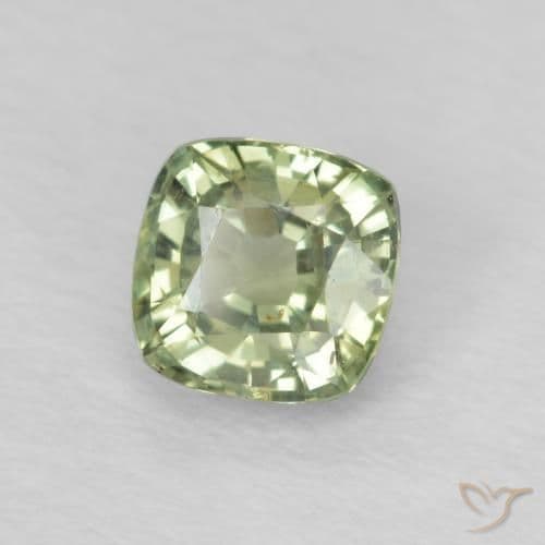 0.60ct Very Light Green Sapphire, Cushion Cut, 4.5x4.4 mm