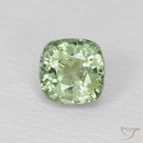 0.59ct Natural Pale Green Sapphire, Cushion Cut, 4.3x4.2 mm