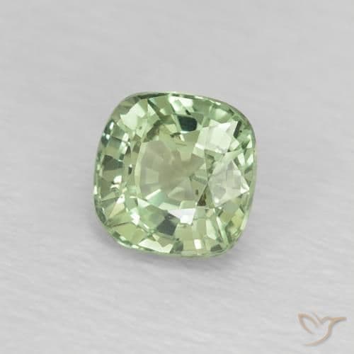 0.59ct Natural Pale Green Sapphire, Cushion Cut, 4.3x4.2 mm