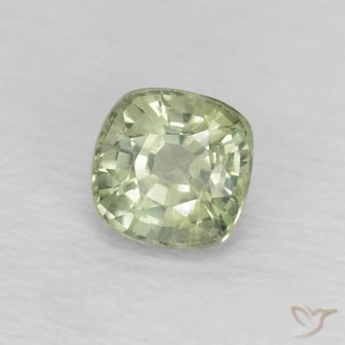 0.56ct Light Sage Green Sapphire, Cushion Cut, 4.3x4.2 mm