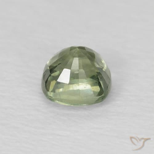 0.56ct Light Sage Green Sapphire, Cushion Cut, 4.3x4.2 mm