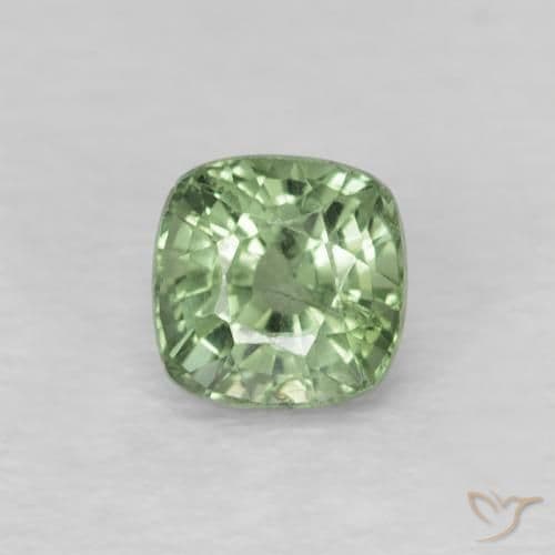 0.62ct Natural Pale Green Sapphire, Cushion Cut, 4.2x4.2 mm