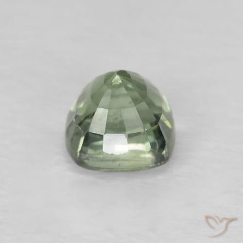 0.62ct Natural Pale Green Sapphire, Cushion Cut, 4.2x4.2 mm