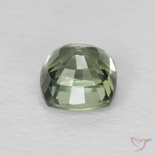 0.73ct Medium Light-Green Sapphire, Cushion Cut, 4.6x4.6 mm