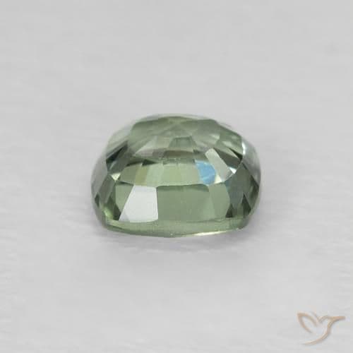 0.65ct Natural Light Green Sapphire, Cushion Cut, 4.7x4.7 mm