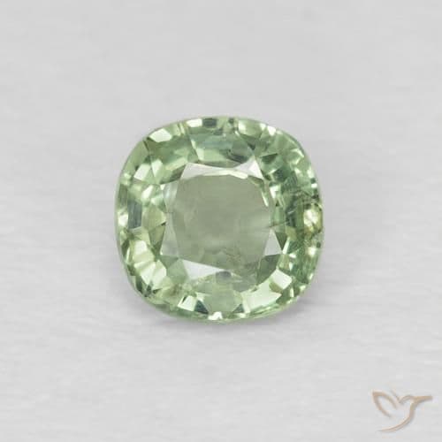 0.43ct Natural Pale Green Sapphire, Cushion Cut, 4.3x4.3 mm