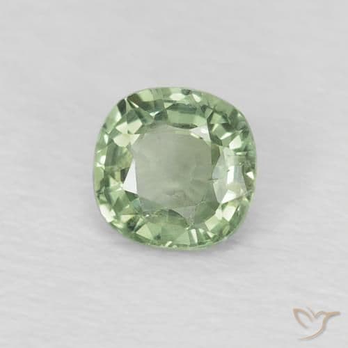 0.43ct Natural Pale Green Sapphire, Cushion Cut, 4.3x4.3 mm